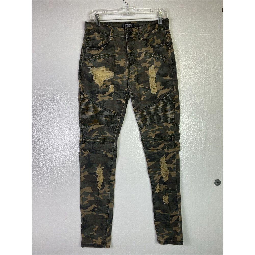Red Splash Jeans‎ Women 11 Premium Collection Slim Camo Distressed Stretch Denim